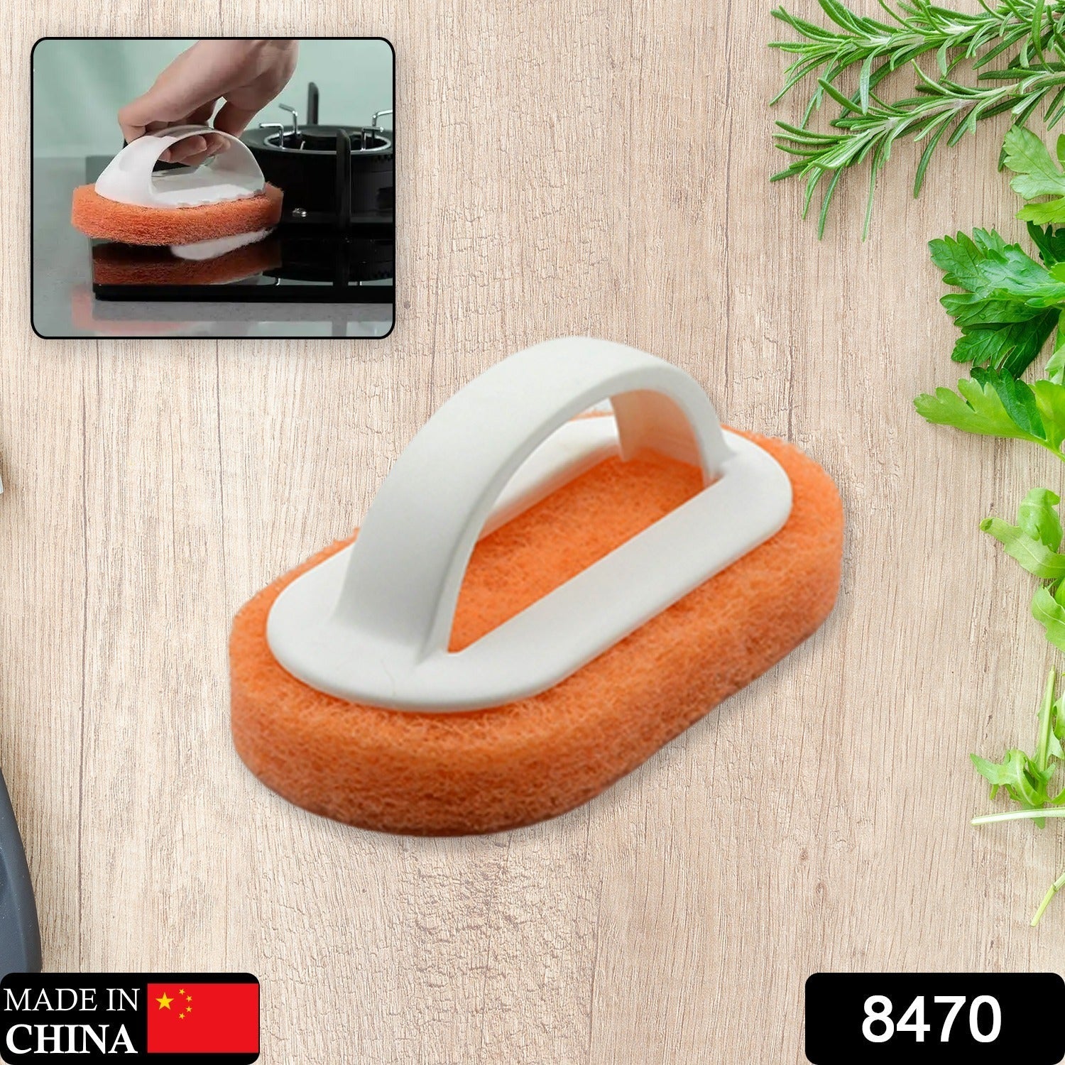 Reusable kitchen brush with handle, ideal for pots and dishes Reusable kitchen brush with handle, ideal for pots and dishes